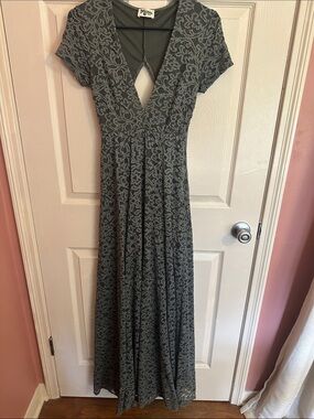 Show Me Your MuMu Green Lace-Pattern Maxi Dress